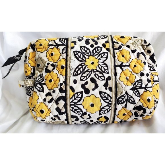 Vera Bradley GO WILD lined Makeup Cosmetics Bag Pouch yellow & black flowers - Picture 4 of 7